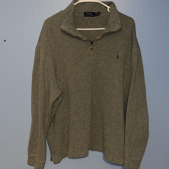 Polo Ralph Lauren Sweater Men 2XL Gray Quarter Zip Pony Logo Pullover. MM - Picture 1 of 6